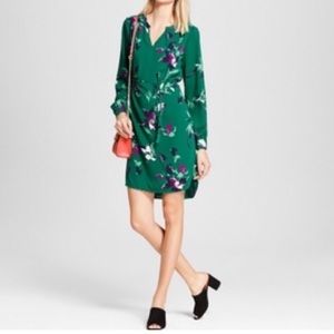 Emerald green floral dress